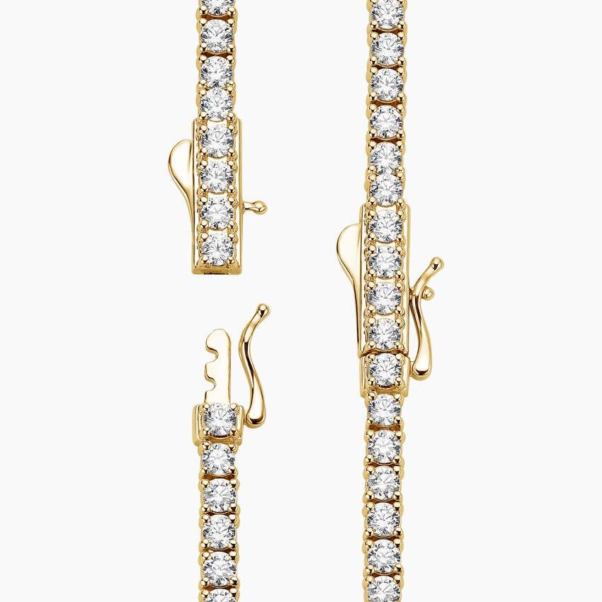 18 inch lab diamond tennis necklace in 14K yellow gold with secure clasp, Delux Jewelry