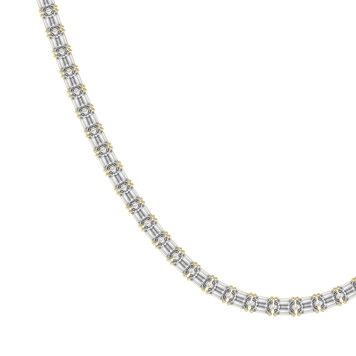 20 inch emerald lab diamond tennis necklace in 14K yellow gold by Delux Jewelry