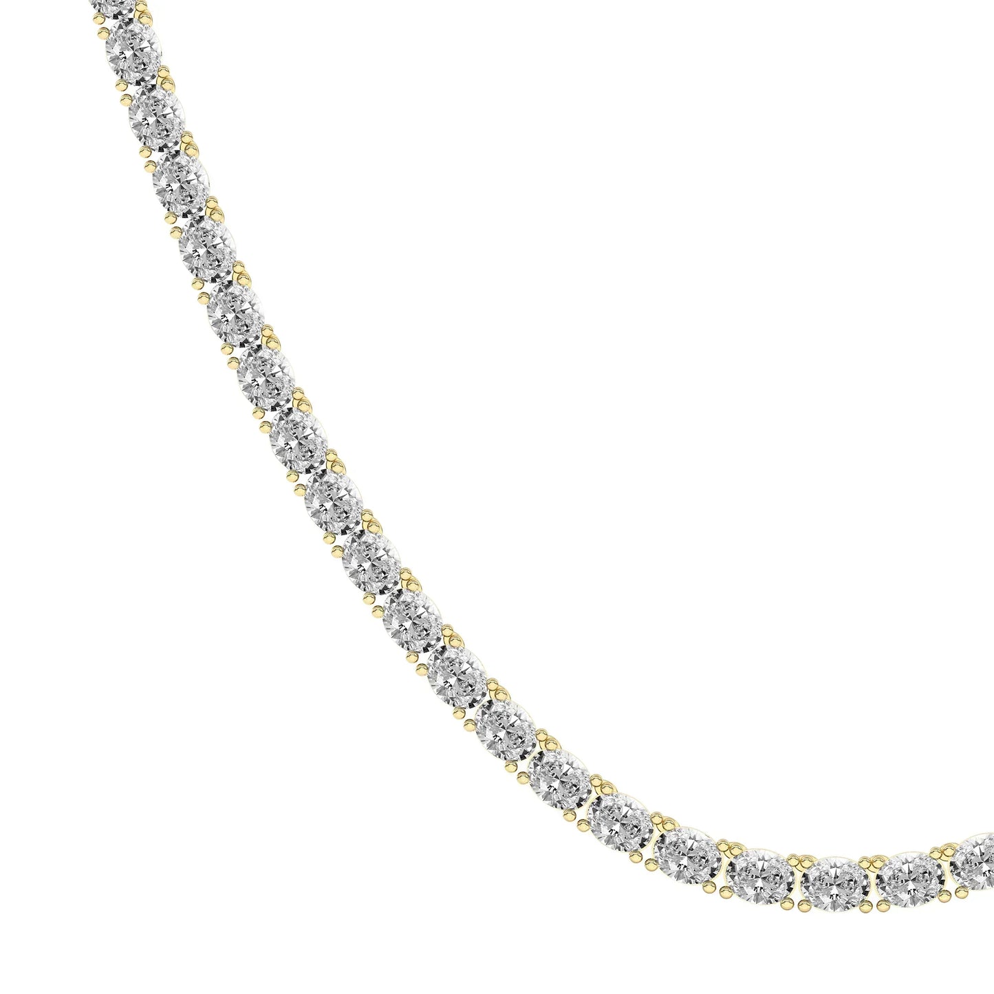 Oval lab diamond tennis necklace with 14K yellow gold, Delux Jewelry fine jewelry