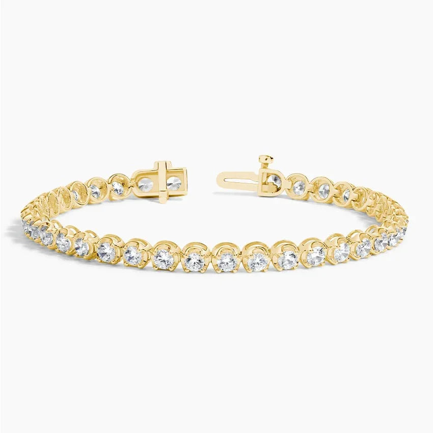 14K yellow gold lab diamond tennis bracelet with open clasp, fine jewelry by Delux Jewelry