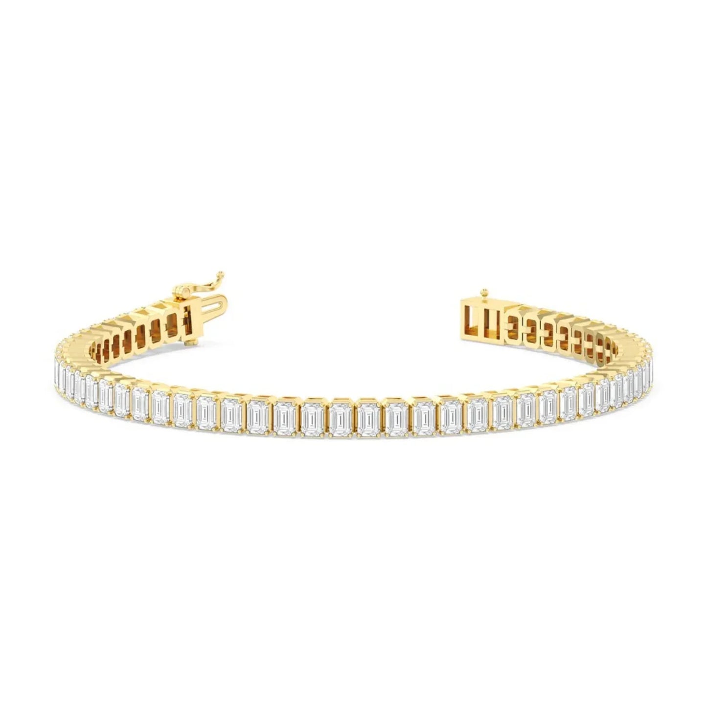 7 inch yellow gold lab grown diamond tennis bracelet with open clasp, Delux Jewelry