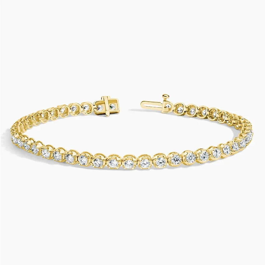 7-inch lab grown diamond tennis bracelet in 14K yellow gold with open clasp, Delux Jewelry