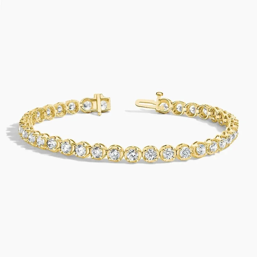7-inch yellow gold lab diamond tennis bracelet with open clasp, Delux Jewelry