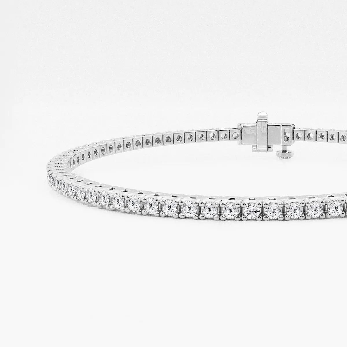 Lab grown diamond tennis bracelet in white gold from Delux Jewelry on white background