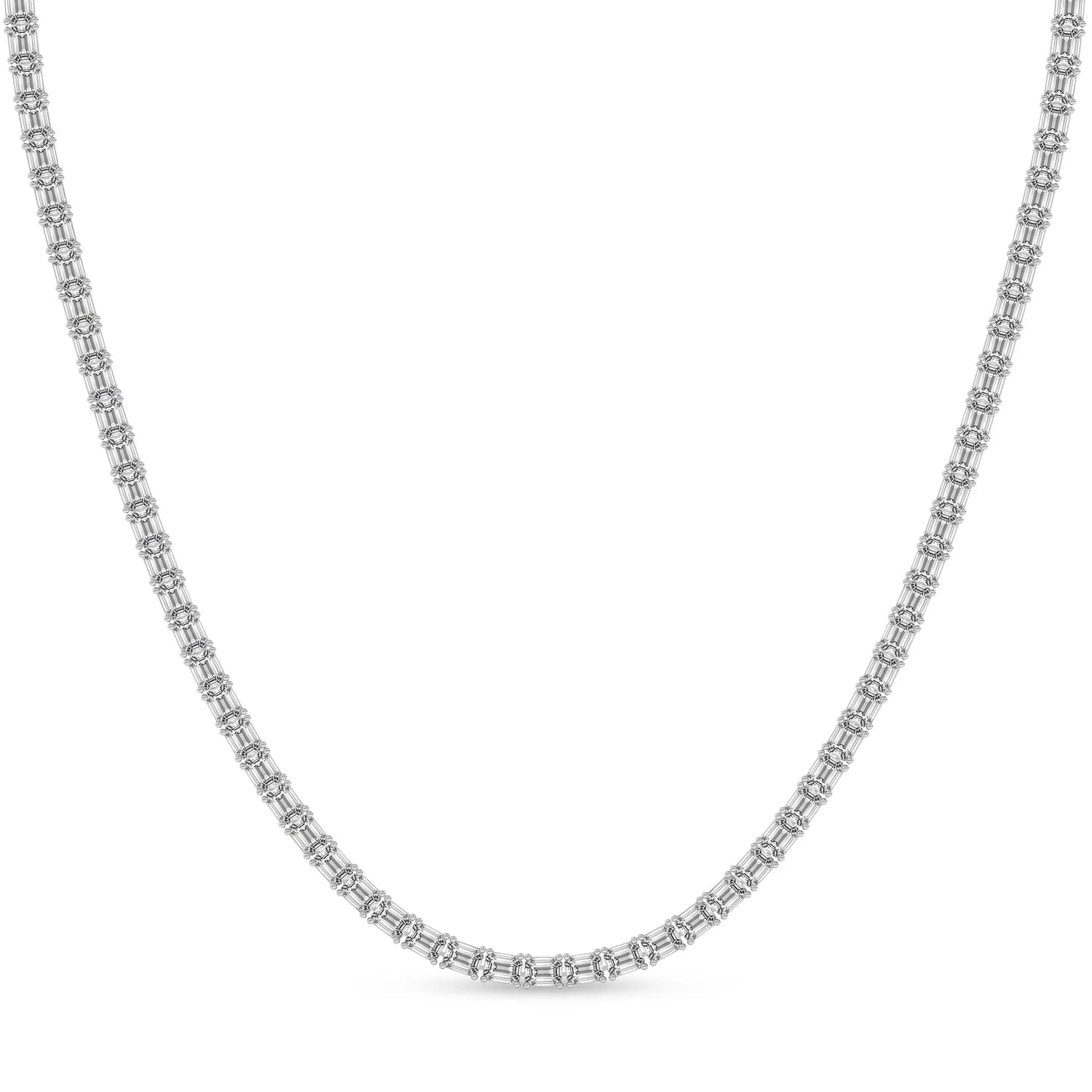 Delux Jewelry 14K yellow gold diamond tennis necklace with lab grown diamonds on white background