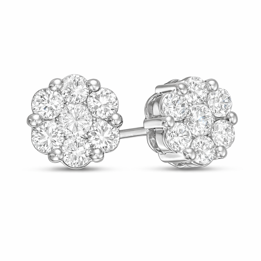 Lab Diamond Flower Studs