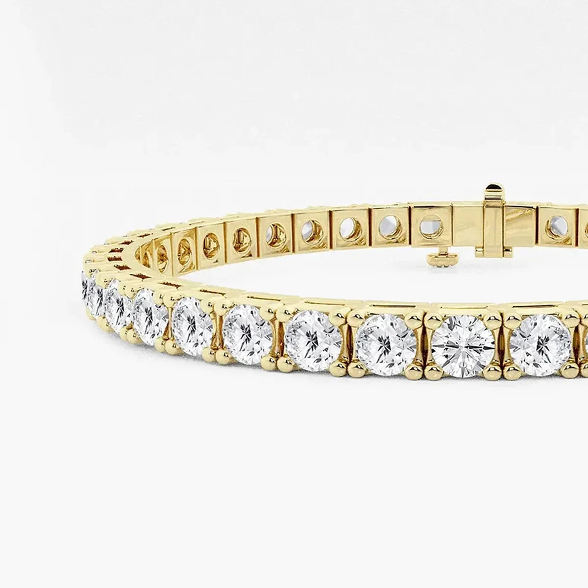Yellow gold tennis bracelet with round lab grown diamonds from Delux Jewelry