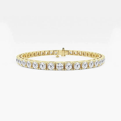Yellow gold tennis bracelet with round lab grown diamonds from Delux Jewelry