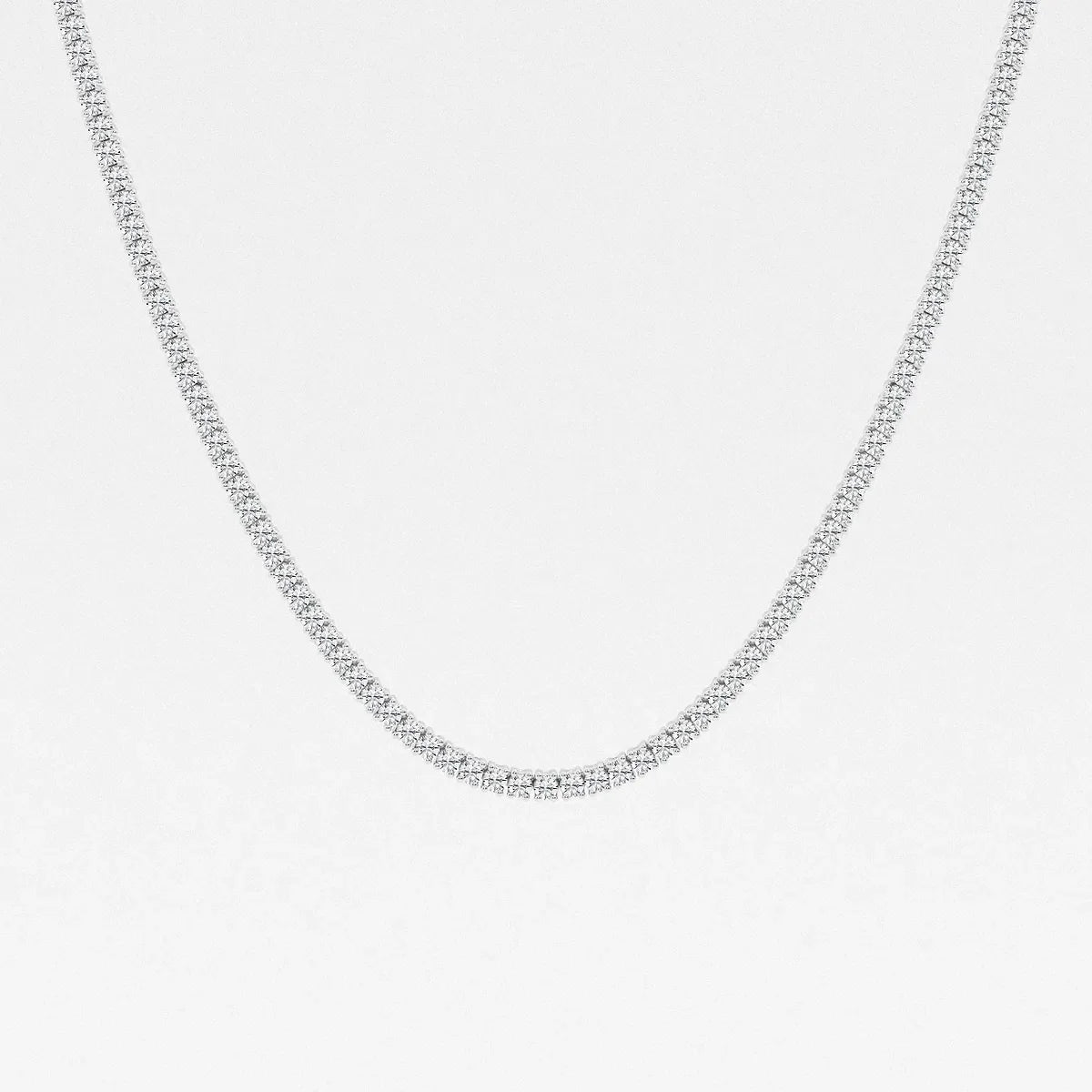 Lab grown diamond tennis chain in sterling silver from Delux Jewelry on white background