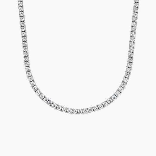 Lab grown diamond tennis necklace in 14K white gold, displayed on a white background