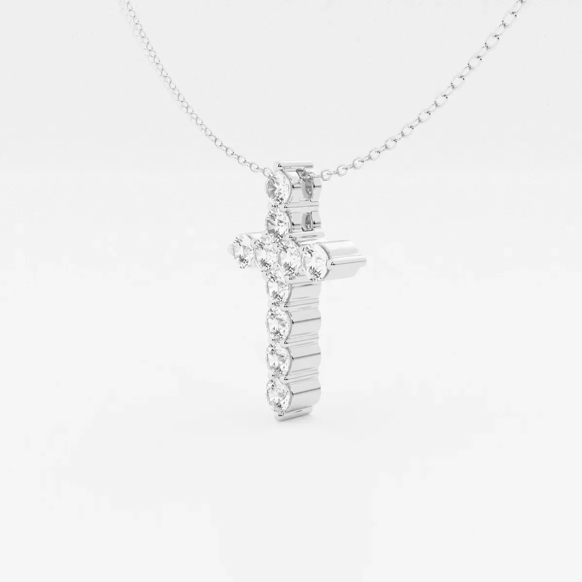 Lab grown diamond cross pendant necklace in white gold from Delux Jewelry