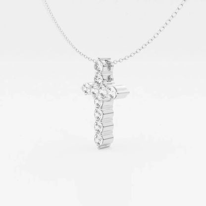 Lab grown diamond cross pendant necklace in white gold from Delux Jewelry