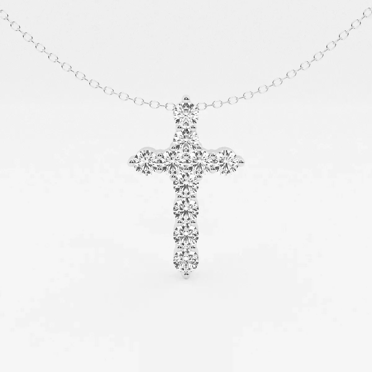 White gold cross pendant with lab grown diamonds on chain, Delux Jewelry fine necklace