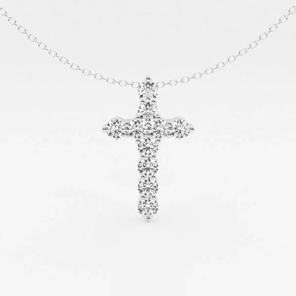 White gold cross pendant with lab grown diamonds on chain, Delux Jewelry fine necklace