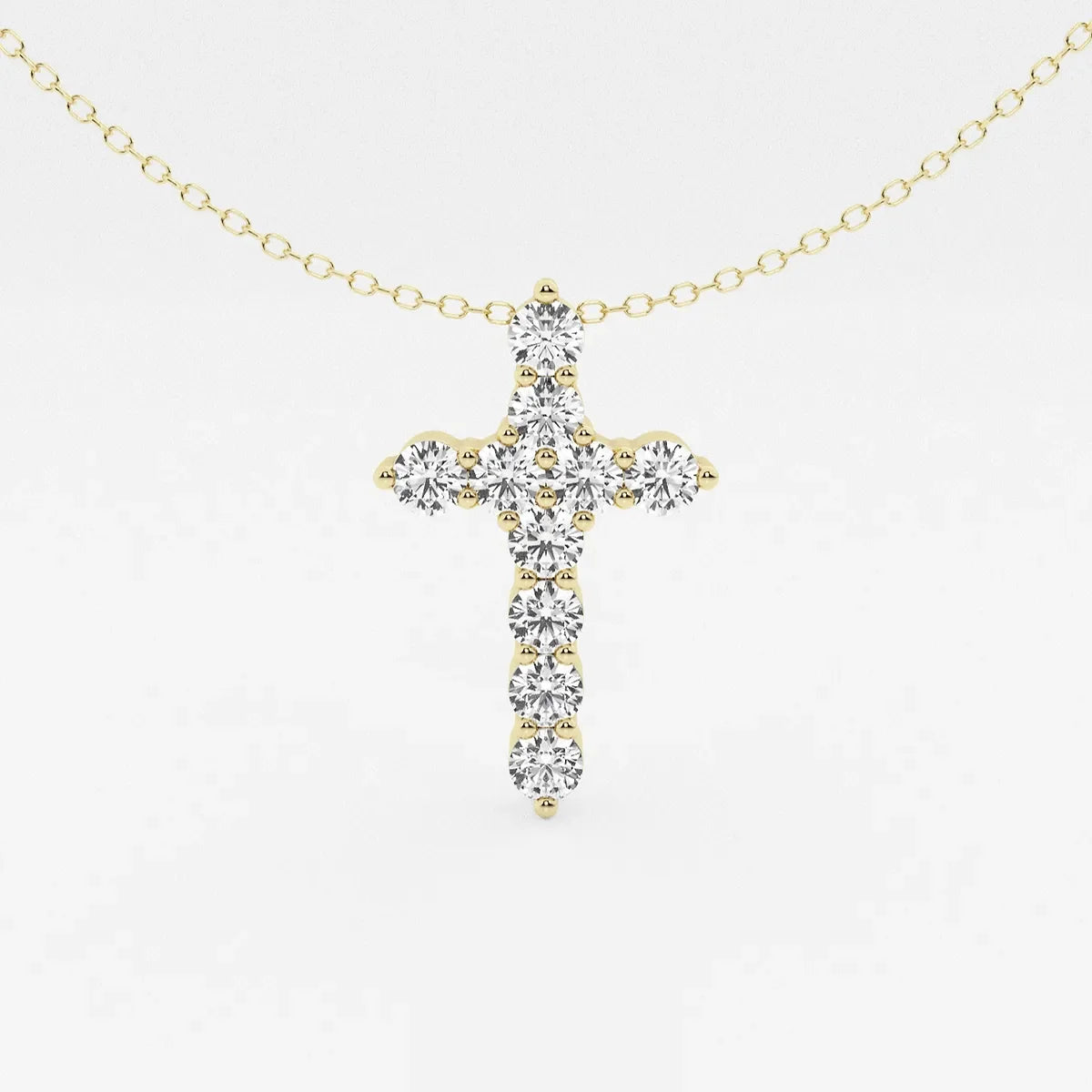 Yellow gold cross pendant necklace with lab grown diamonds, Delux Jewelry fine jewelry
