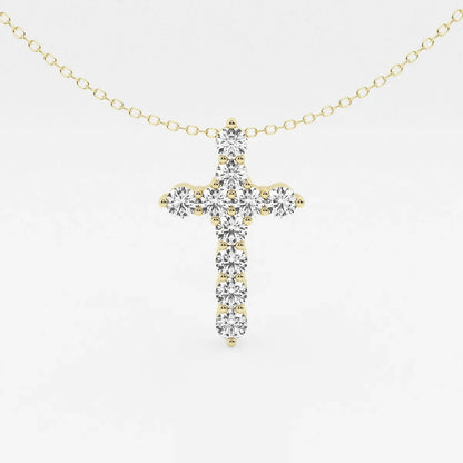 Yellow gold cross pendant necklace with lab grown diamonds, Delux Jewelry fine jewelry