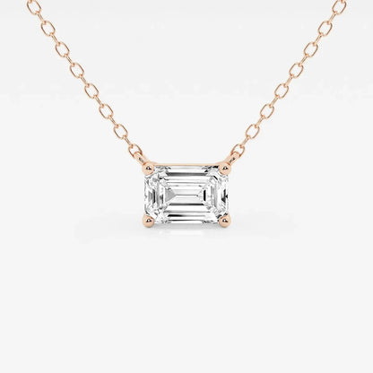 Emerald-cut lab grown diamond pendant on rose gold chain from Delux Jewelry
