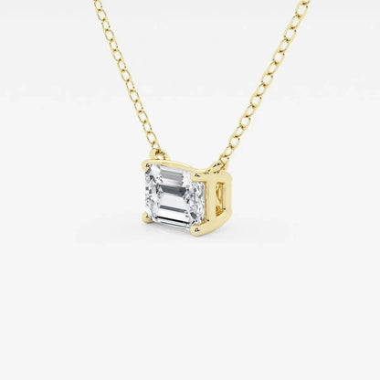 Asscher cut lab grown diamond pendant in yellow gold chain, Delux Jewelry