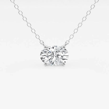 Oval lab grown diamond pendant necklace on white gold chain from Delux Jewelry