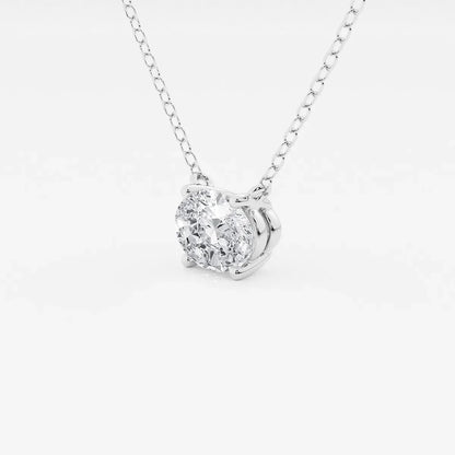 Oval lab grown diamond pendant necklace on a delicate silver chain, Delux Jewelry