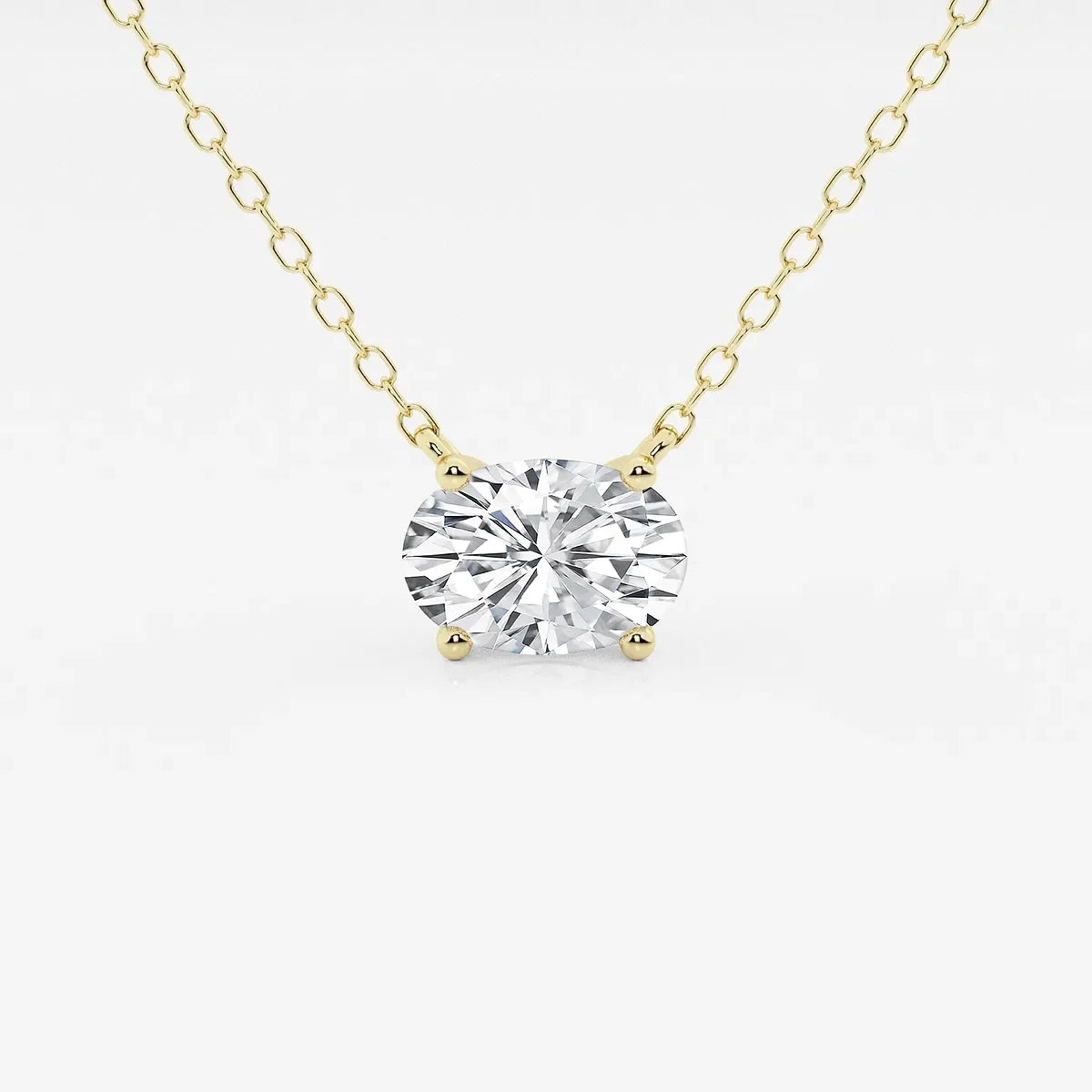 Oval lab grown diamond pendant necklace in yellow gold by Delux Jewelry