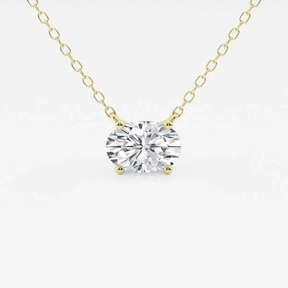 Oval lab grown diamond pendant necklace in yellow gold by Delux Jewelry