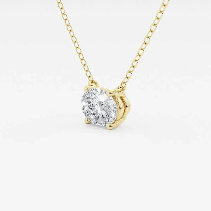 Oval lab grown diamond pendant on yellow gold chain by Delux Jewelry