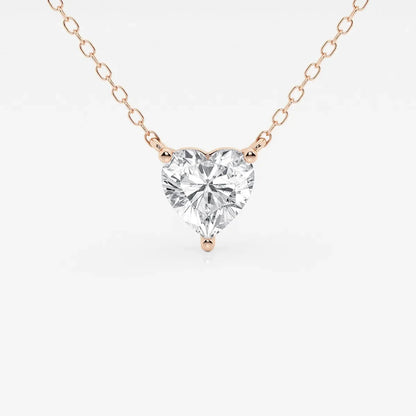 Rose gold chain necklace with heart-shaped lab grown diamond pendant from Delux Jewelry