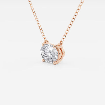Oval lab grown diamond pendant necklace in rose gold setting by Delux Jewelry