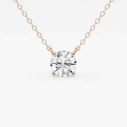 Rose gold necklace with round lab grown diamond pendant, fine jewelry by Delux Jewelry