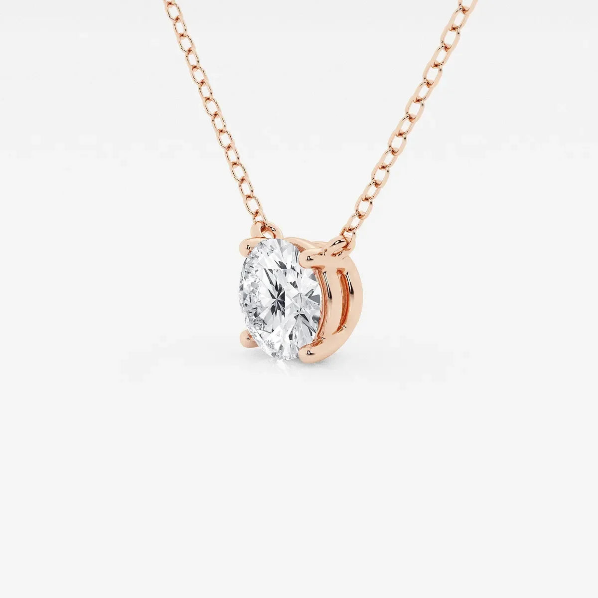Rose gold lab grown diamond pendant necklace on delicate chain, Delux Jewelry
