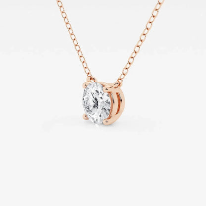 Rose gold lab grown diamond pendant necklace on delicate chain, Delux Jewelry