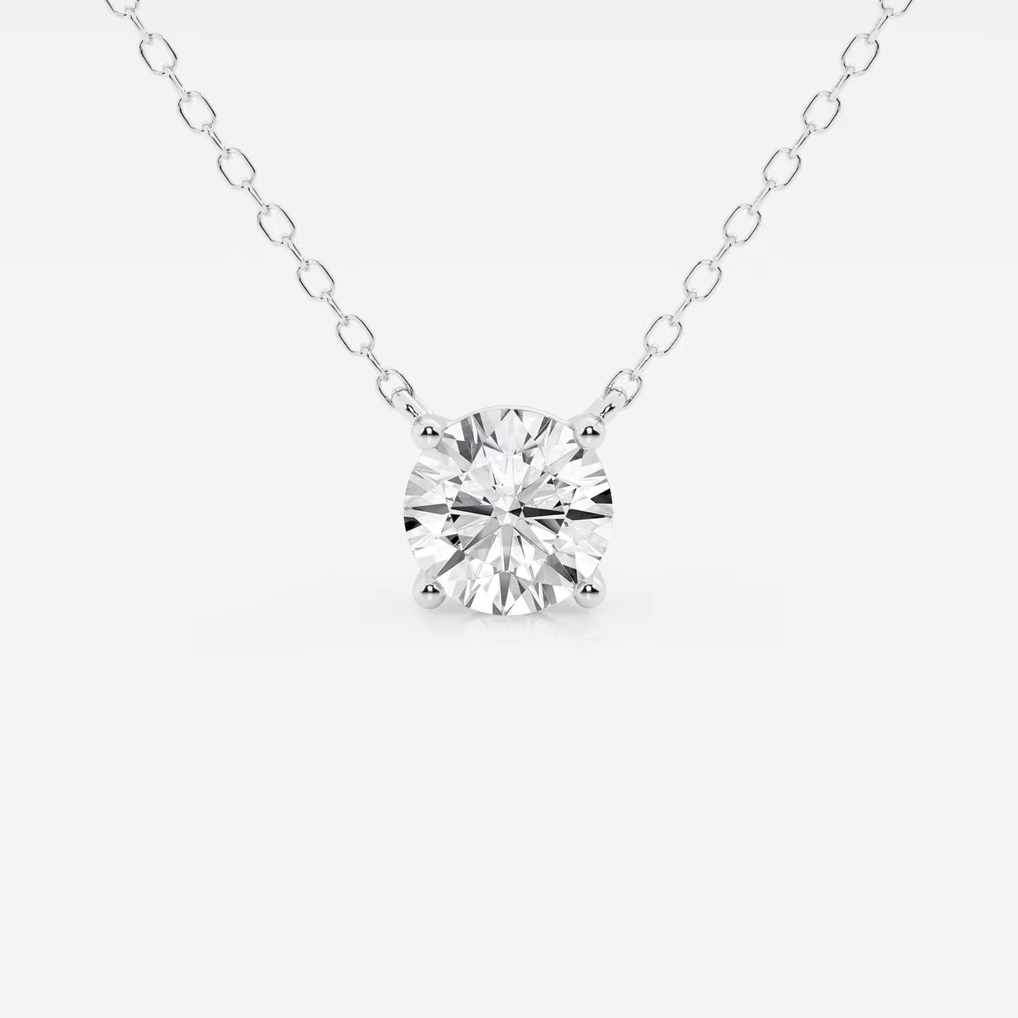 Round lab grown diamond pendant necklace on delicate chain from Delux Jewelry
