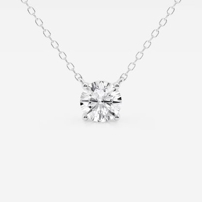 Round lab grown diamond pendant necklace on delicate chain from Delux Jewelry