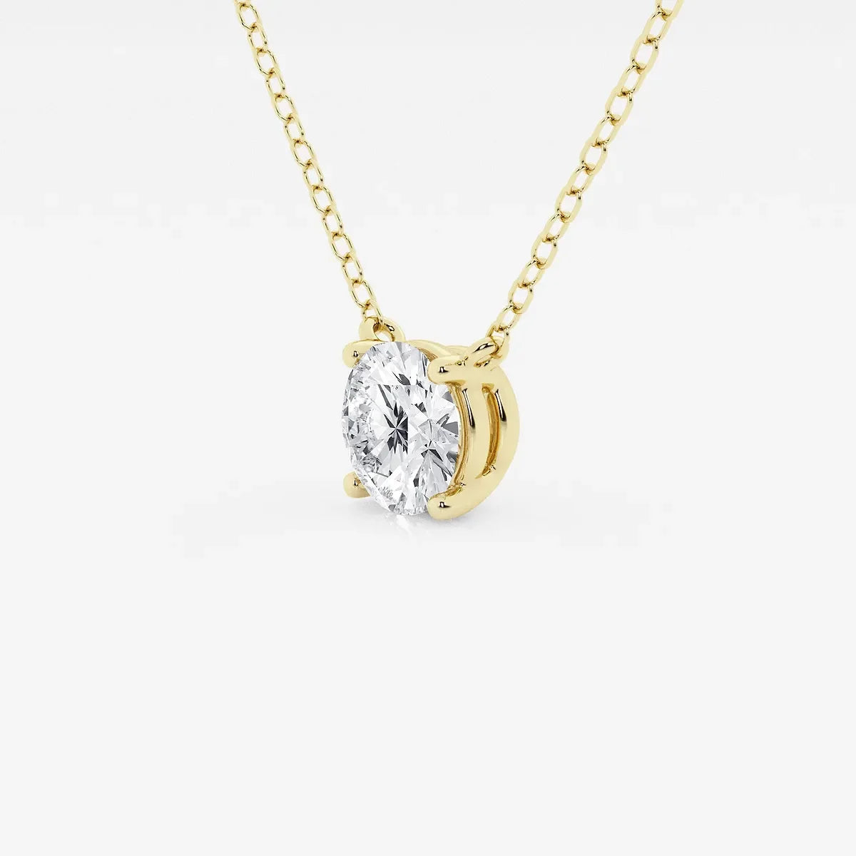 Gold chain necklace with round lab grown diamond pendant by Delux Jewelry