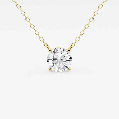 Yellow gold necklace with round lab grown diamond pendant from Delux Jewelry