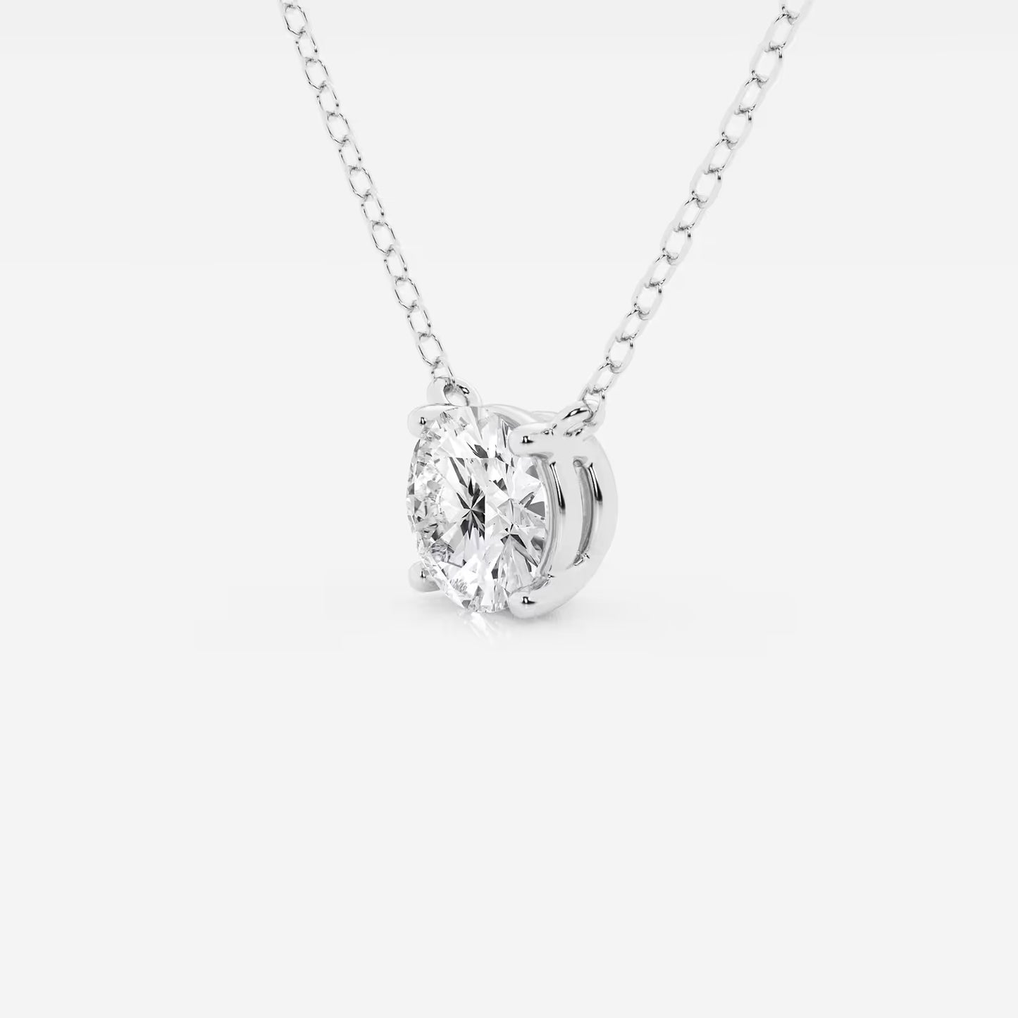 White gold pendant necklace with round lab grown diamond, Delux Jewelry fine jewelry