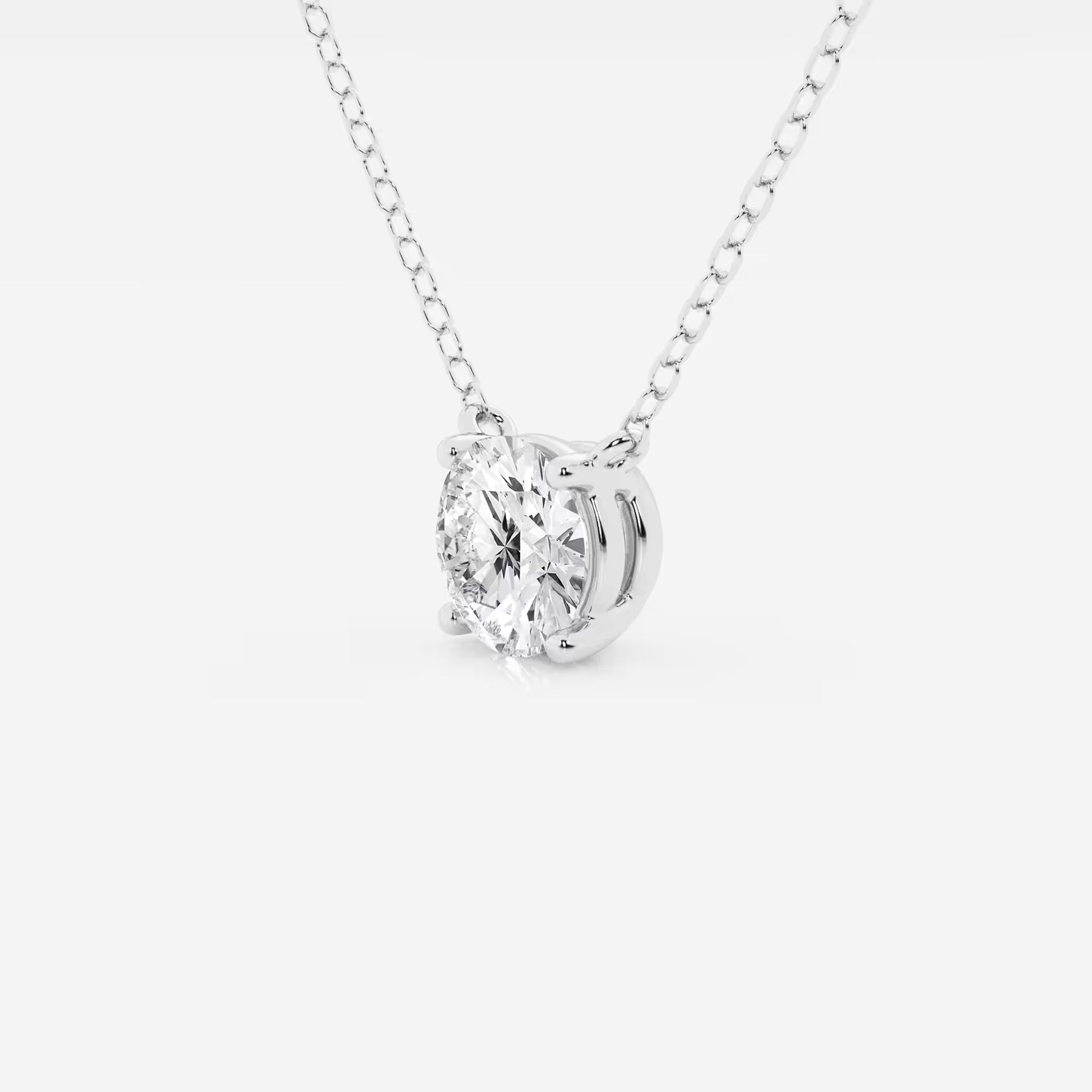 White gold pendant necklace with round lab grown diamond, Delux Jewelry fine jewelry