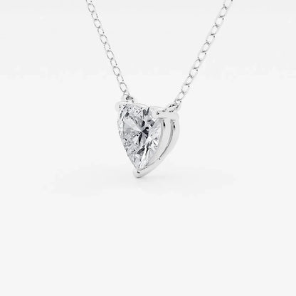 Lab grown diamond heart pendant necklace in white gold on delicate chain, Delux Jewelry