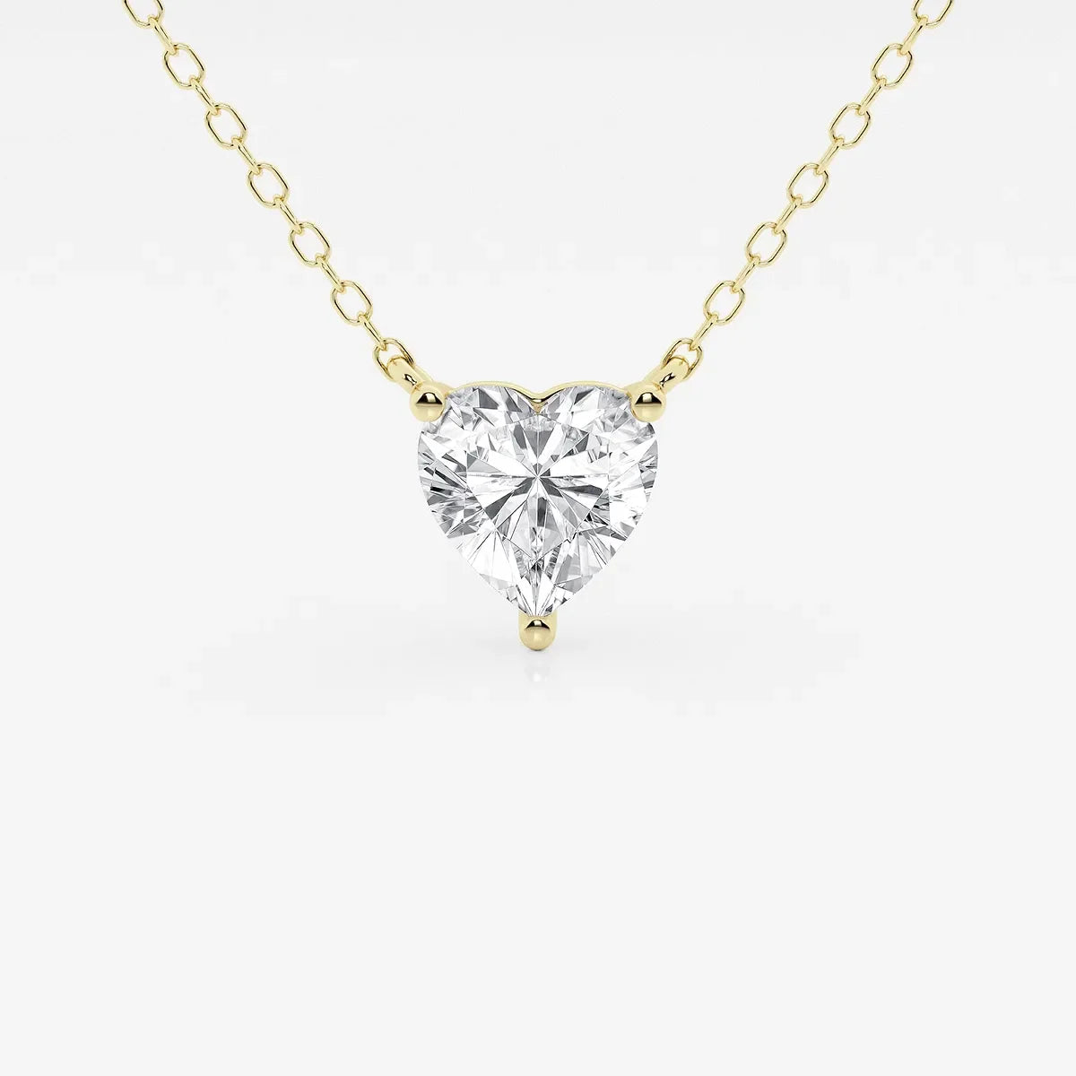 Heart-shaped lab grown diamond pendant on yellow gold chain, Delux Jewelry