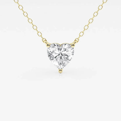 Heart-shaped lab grown diamond pendant on yellow gold chain, Delux Jewelry