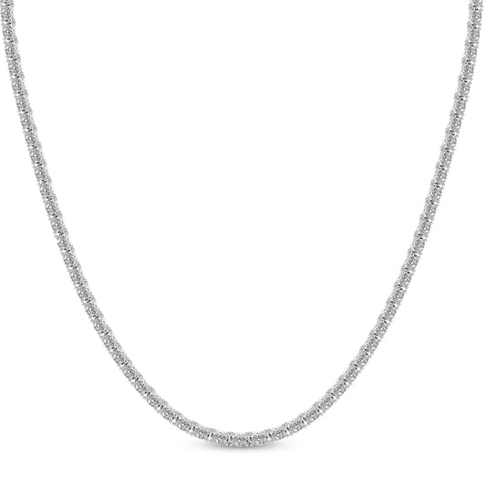 Oval lab diamond tennis necklace in 14K white gold from Delux Jewelry on white background