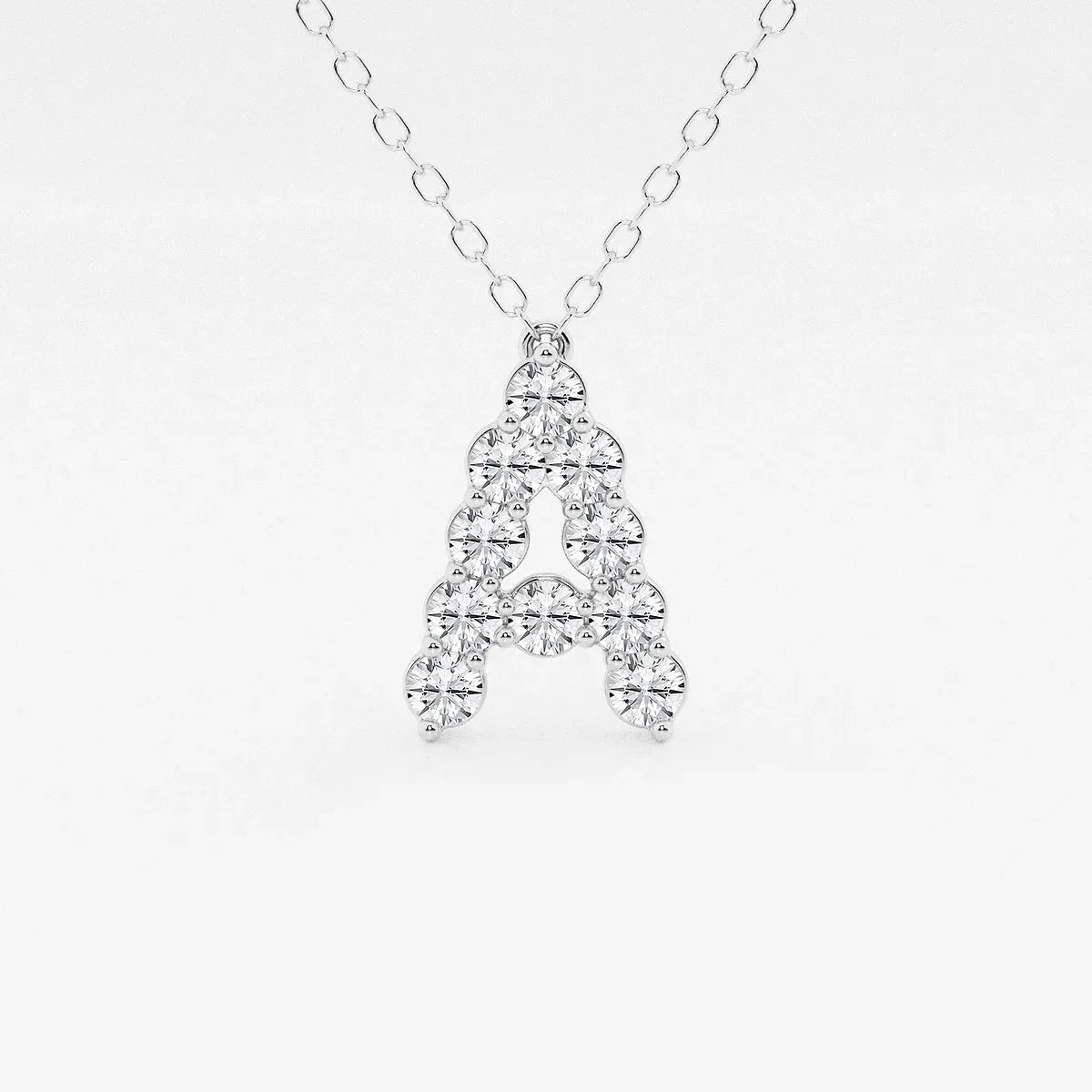 Lab grown diamond initial A pendant necklace on silver chain, Delux Jewelry fine jewelry