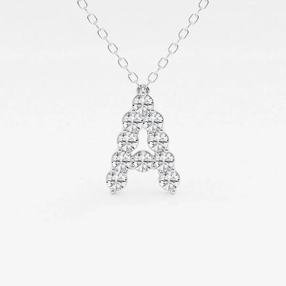 Lab grown diamond initial A pendant necklace on silver chain, Delux Jewelry fine jewelry