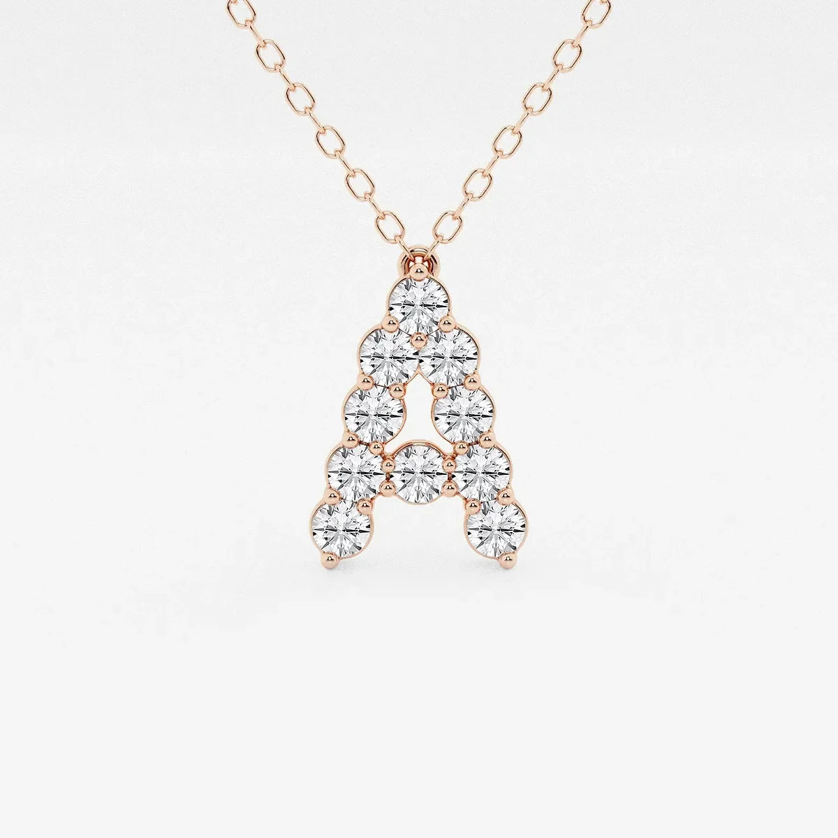 Rose gold necklace with lab grown diamond initial A pendant from Delux Jewelry