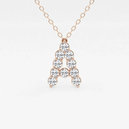 Rose gold necklace with lab grown diamond initial A pendant from Delux Jewelry