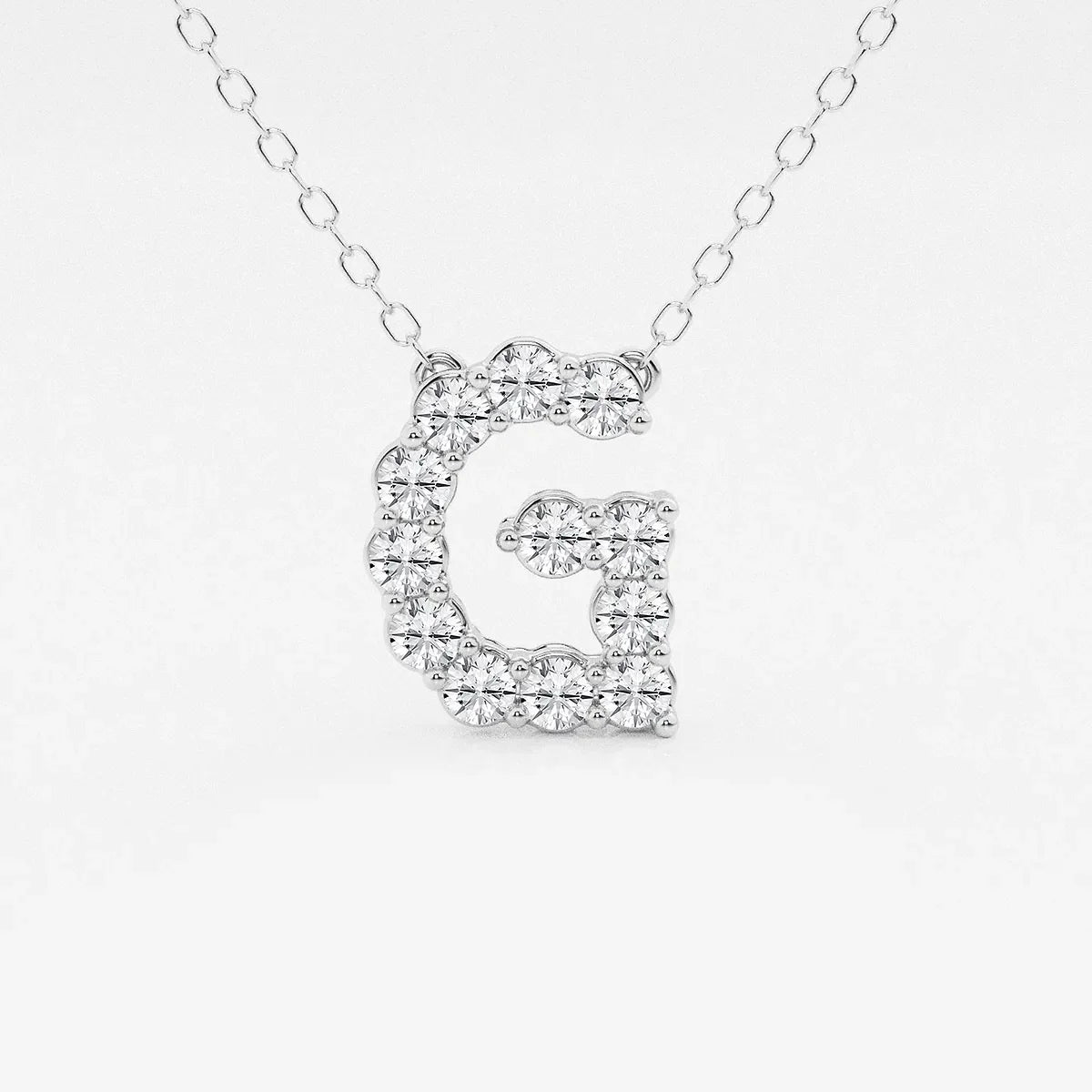 Lab grown diamond initial G pendant necklace on silver chain, Delux Jewelry