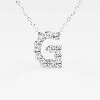 Lab grown diamond initial G pendant necklace on silver chain, Delux Jewelry