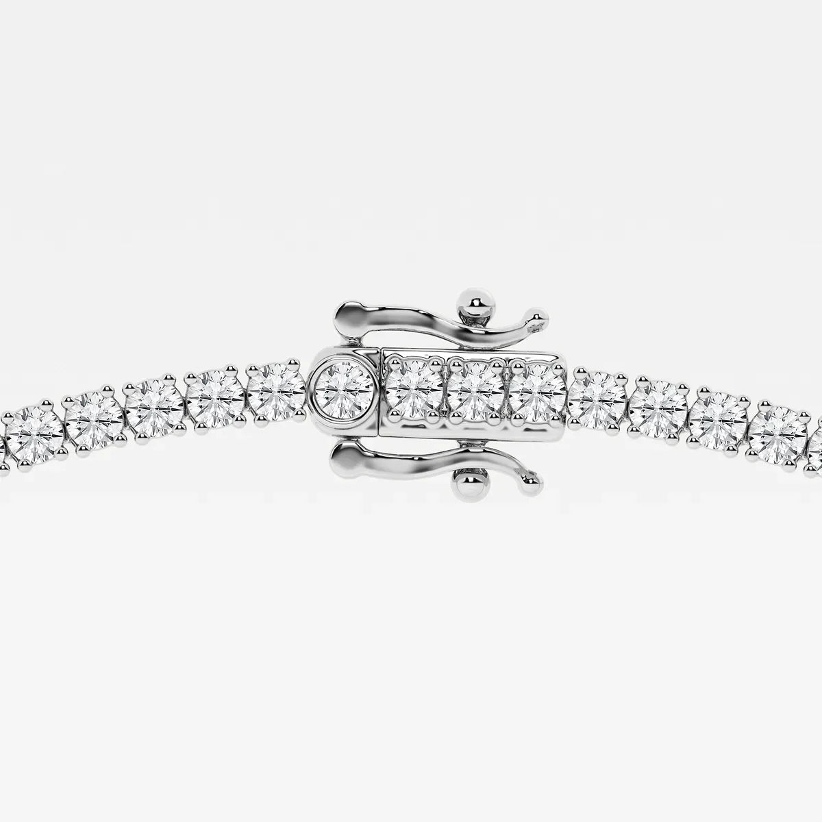 Sterling silver tennis chain with round lab grown diamonds and secure clasp, Delux Jewelry