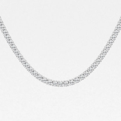 Sterling silver lab diamond tennis chain necklace on white background, Delux Jewelry